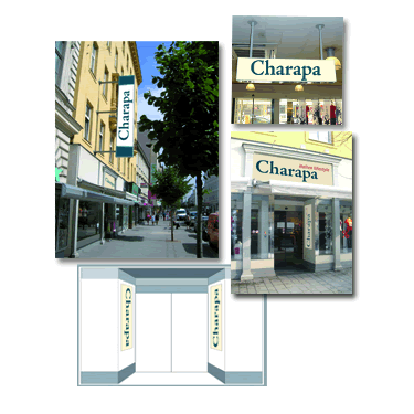 Arbeitsprobe Schild Charapa